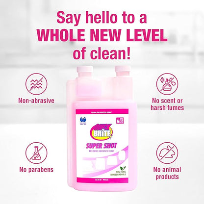 Quick N Brite Super Shot Liquid Cleaner, True All Purpose Cleaner, Concentrated, 32 oz