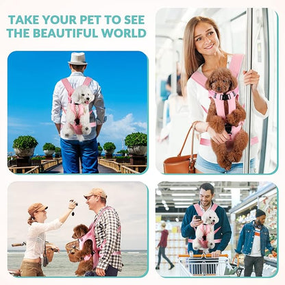 Lukovee Dog Backpack Carrier, Legs Out Easy-fit Dog Front Carrier for Small Medium Dogs, Adjustable Hands Free Dog Chest Carrier for Hiking Cycling (PI,Small)