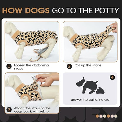 FUAMEY Recovery Suit for Dogs After Surgery,Soft Breathable Dog Bodysuit E-Collar & Cone Alternative Surgical Suit,Male Female Dog Neuter Spay Suits Anti Licking Wounds Onesie Brown Leopard XL