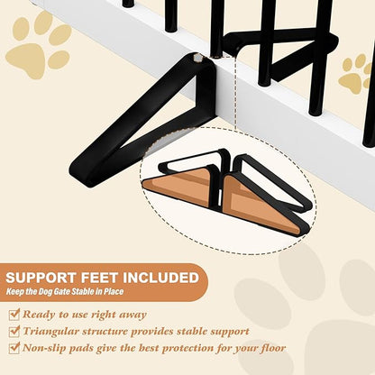 Freestanding Pet Gate - Foldable Wooden Dog Gate, 80 Inch Wide, 4 Panels, White