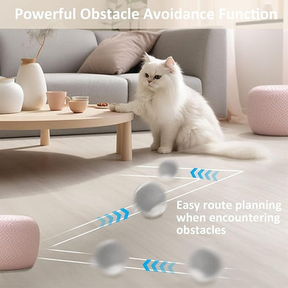 Chewie Viral Rolling Ball, Interactive Cat Toys Ball for Indoor, Cats Interactive Self Rolling Ball Dog Ball Automatic Cat Toy 360° Smart Automatic Rolling Pet Ball (Grey)