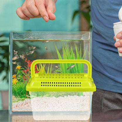 Plastic Turtle Fish Tank with Handle, Clear Aquarium Container for Small Pets, Tortoise Habitat, Goldfish Bowl, Reptile Transport Box, 5.11 X 3.54 X 3.54 Inch