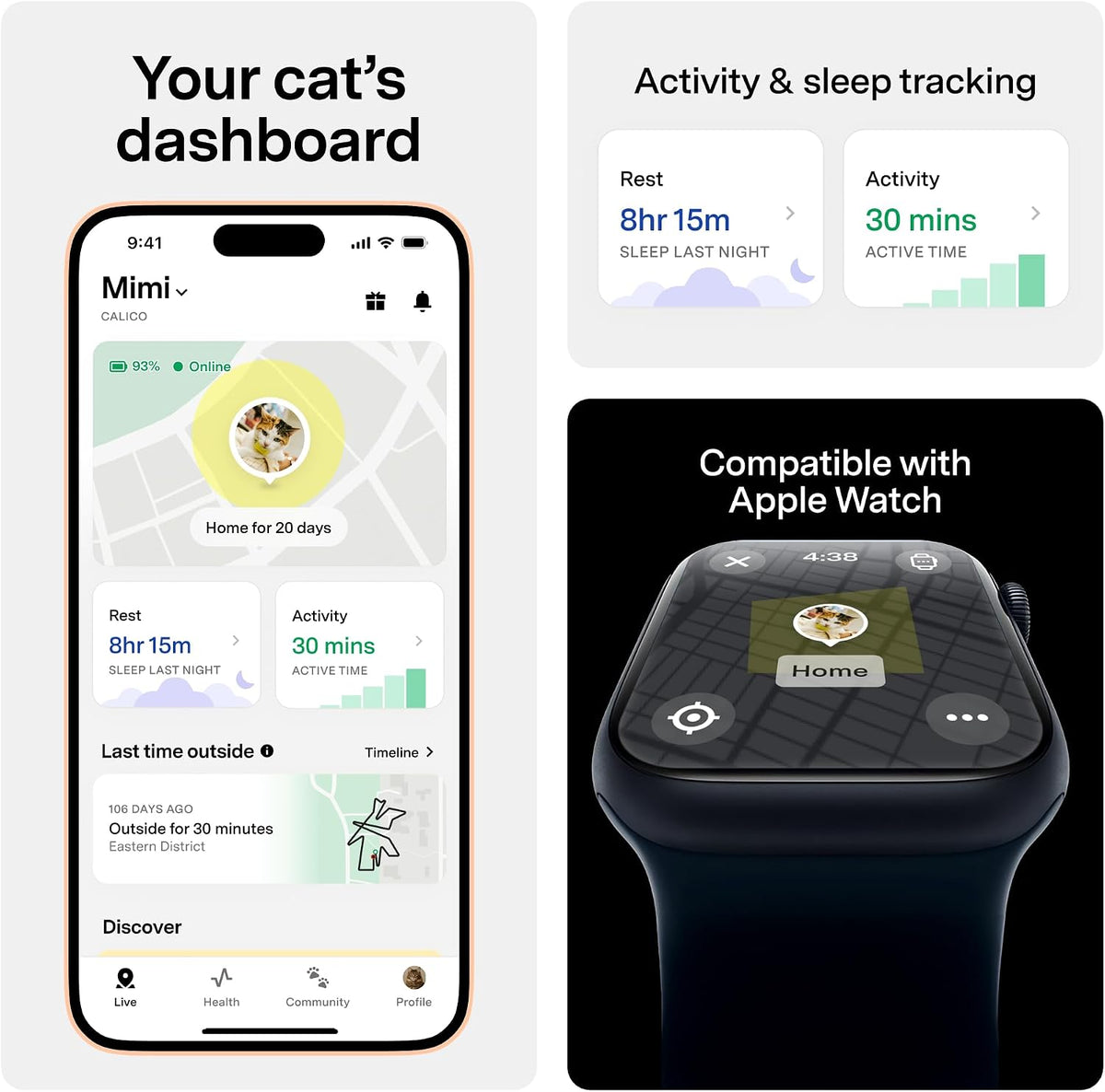 Fi Mini GPS Cat Tracker – Escape Alerts & Activity Tracking
