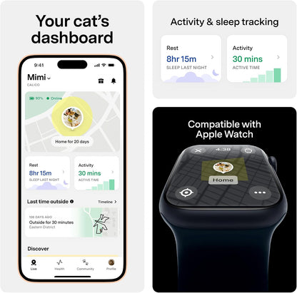 Fi Mini GPS Cat Tracker – Escape Alerts & Activity Tracking