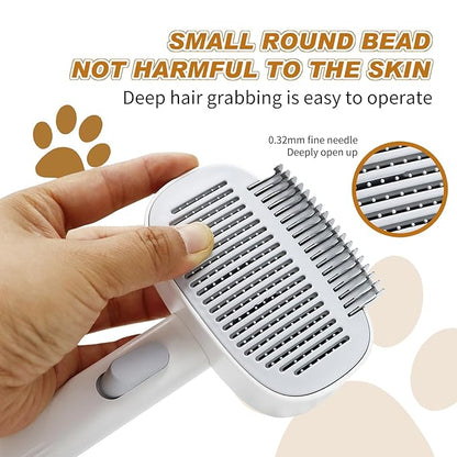 TemApex 2-in-1 Self Cleaning Shedding Brush & Dematting Comb for Long Haired Cats and Dogs, Pet Grooming Deshedding Brush for Dog and Cat Removes Loose Fur & Tangles