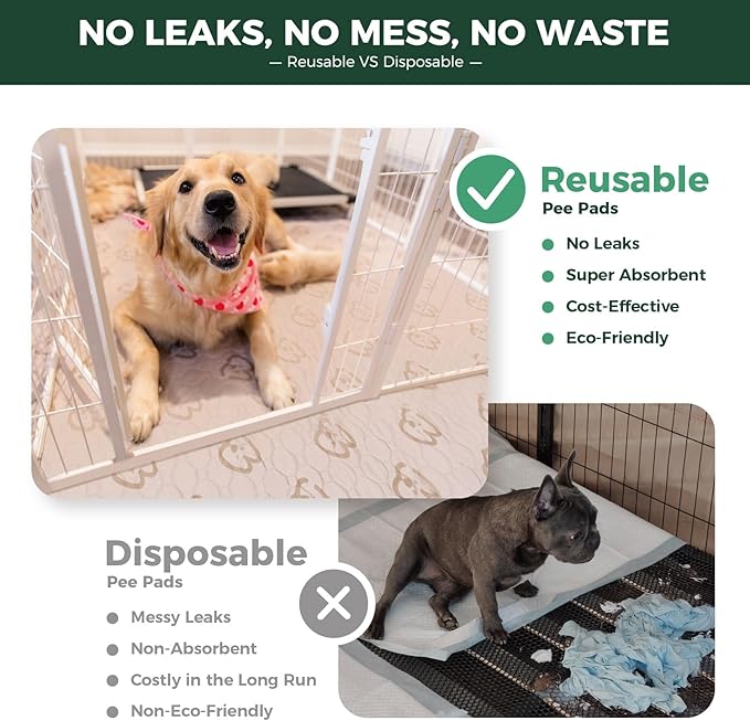 FXW Washable Pee Pads for Dogs, Puppy Pads with Super Absorbent, Specifically Designed for Whelping Box, 47" Round, Khaki, 2 Packs