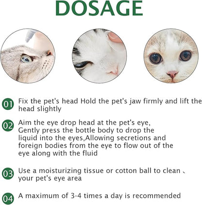Dog Eye Drops, Eye Cleaner for Dogs & Cats Supports Eyes Infection Relief, Redness & Allergy Eyes Relief, Remove Tear Stain & Eye Debris - Pet Eye Gentle Care Supplement Cats Drops for Eyes - 2 fl oz…