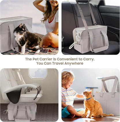Dog Carriers for Small Dogs, Soft Sided Folding Small Dog Carrier for Dogs Medium Cats Puppies up to 13 Lbs, Washable Breathable Puppy Carrie Carrier for Outdoor Travel (Small Gray)