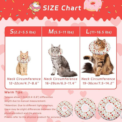 Soft Cat Recovery Cone, Adjustable E Collar for Small to Large Cats, Anti-Lick Wound Healing Collar for Kittens (Pink Cherry, Large)
