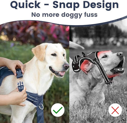 No Pull Dog Harness, Reflective Puppy Vest for Small Medium Large Sized Dog(Prussian Blue,XL)