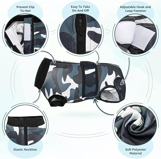 Lukovee Recovery Suit for Dogs, Zipper On Recovery Suit for Female Male Dog, Onesie Abdominal Wounds Cone E-Collar Alternative Prevent Licking Spay Recovery Suit (S,CF)