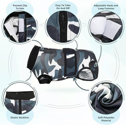Lukovee Recovery Suit for Dogs, Zipper On Recovery Suit for Female Male Dog, Onesie Abdominal Wounds Cone E-Collar Alternative Prevent Licking Spay Recovery Suit (S,CF)