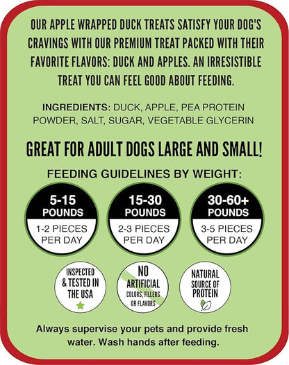 Hubert Pet Gourmet Duck Wrapped Apple Bites: Healthy & Natural Training Snacks, Ideal for All Dog Sizes, Low Fat, High-Protein, 2.5 lbs Super Value Pack