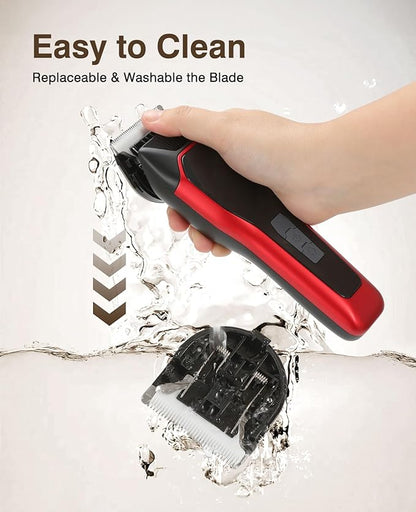 Wide Blade Dog Cat Clippers - Professional Cordless Grooming Tools for Thick Coats - Low Noise Pet Hair Trimmer Kit