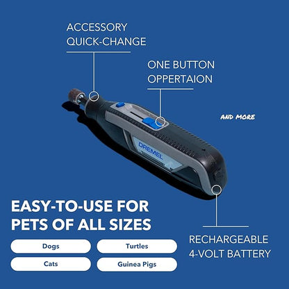 Dremel PawControl 7760-PGK Dog Nail Grinder and Trimmer - Cordless & Rechargeable Pet Grooming Tool Kit - Safe and Humane for Dogs, Cats, and Small Animals