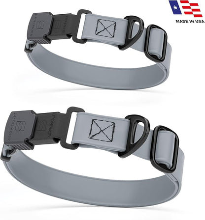 Dogline Biothane Waterproof Dog Collar with Herm Sprenger Stainless Steel Quick Release Buckle – Heavy Duty Tactical Durable Collar for Dogs – Comfortable and Safe Pet Collar, W 3/4" L 12-19", Gray