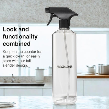 Public Goods Empty Glass Spray Bottle for Multi-Surface Cleaner | Refillable Spray Bottle for Cleaning | Made with Borosilicate Glass for Countertops, Tile, Floors, Appliances | BPA Free | 24 Oz