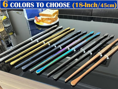 JETKONG 2 Pcs 18 Inch (45cm) Stainless Steel Grill Tongs Heavy Duty Giant Tweezer Tongs, Extra Large Tweezers Tools for Cooking, Grilling, BBQ and Turning Food (Silver)