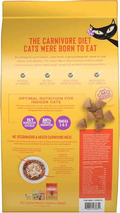 Tiki Cat Born Carnivore Indoor Health Dry Cat Food, Chicken & Turkey Meal, 6 lbs. Bag
