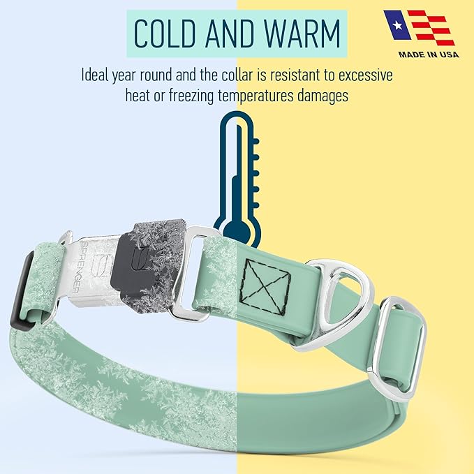 Dogline Biothane Waterproof Dog Collar with Herm Sprenger Black Stainless Steel Quick Release Buckle – Heavy Duty Tactical Durable Collar for Dogs – Comfortable, Safe Pet Collar W1 L15-25 Sage Green