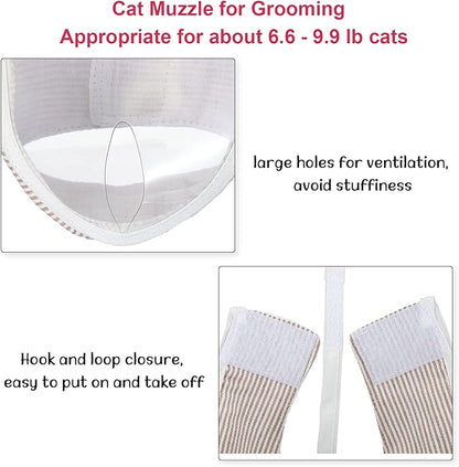 LEIFIDE 7 Pcs Cat Muzzle for Grooming Including 1 Muzzle Bathing 4 Boots 2 Nail Clippers Trimmer Breathable Anti Bite Mask Shoes for Cats Anti Scratch Paw Covers for Pet Grooming Shaving Bathing