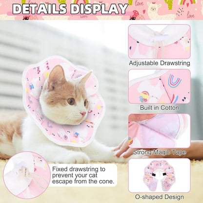 KOOLTAIL Cat Cone Collar, Adjustable Soft Comfortable Cat Recovery Collar to Stop Licking, Foldable Donut Water Resistant Pet Cone for Small Large Cats Kittens After Surgery Alpaca S