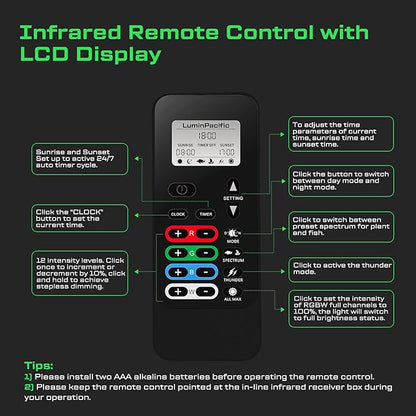 LED Aquarium Light with Remote, IP67 Waterproof Freshwater Planted Grow Light, Full Spectrum Fish Tank Light with Timer, Dimmable RGB+W, Upgrade Appearance, High Performance (48-53inch)