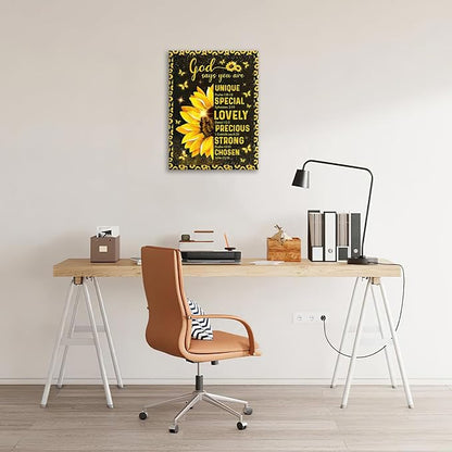 Christian Sunflower Bathroom Pictures Wall Art, Bible Verse Bathroom Wall Decor for Bedroom Office Wall Decorations for Bathroom Living Room Painting Artwork Modern Poster Prints 20"L x 16"W