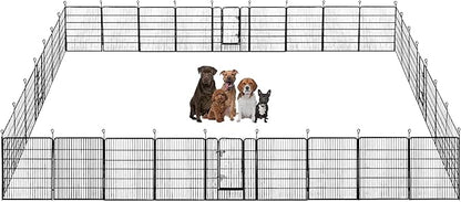 BestPet Dog Playpen Indoor 40 inch 32 Panels Metal Dog Pen Pet Dog Fence Outdoor Exercise Pen with Doors,Pet Puppy Playpen for RV Camping Yard, Black