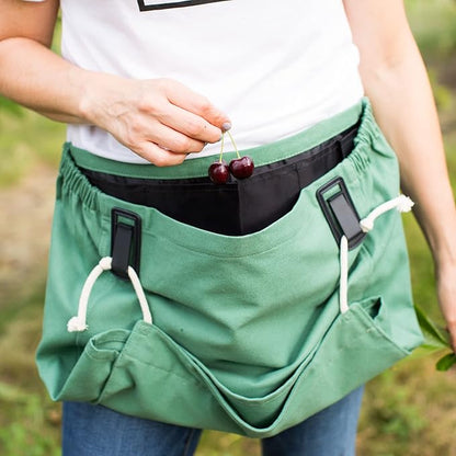 Roo Gardening Apron with Pockets & Harvesting, Picking Pouch - Adjustable, Water-resistant, Washable Canvas Cotton