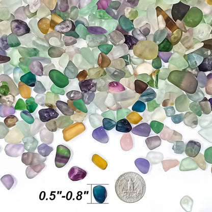 Keedolla 0.93 LB Fluorite Tumbled Chips Aquarium Fish Tank Gravel, Natural Crystal Quartz Stones Rocks Pebbles for Vase Fillers, Garden, Succulent Plants Decor