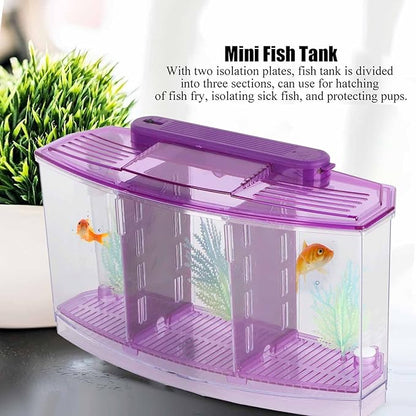 LIZEALUCKY Betta Fish Tank, Adjustable LED Light Acrylic Aquarium with Water Change Valve, Small Fish Tank Starter Kit for Office Home Room Decor (Purple)