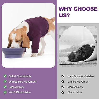IDOMIK Dog Recovery Suit, Dog Surgery Recovery Suit Front Legs, Comfy Joint Leg Sleeves After Surgery, Elbow Braces Protector for Leg Injuries & Joint Pain, Cone Collar Alternatives,Purple,L