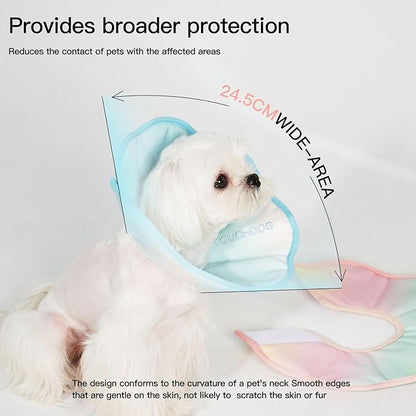 Touchdog Foldable Dog Cone Collar for Cats & Dogs - Adjustable Soft Recovery Collar with Waterproof PU Coating, Lightweight Design, 24.5cm/9.6in Wide Barrier (Blue Gradient Color, M)