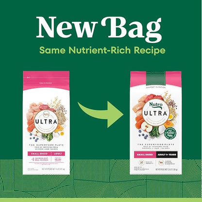 Nutro Ultra Adult Small Breed Dry Dog Food, Chicken, Lamb and Salmon Protein Trio, 3.5 lb Bag