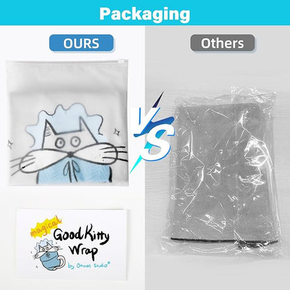 Cat Grooming Wrap: Premium Cat Wrap for Cutting Nails 2025 Thicker Upgraded, Self-Adherent Texture Hand Pocket Designed for Anti-Bite/Scratch, Eco-Friendly Dyed Funny Instruction & Pattern (Size L)