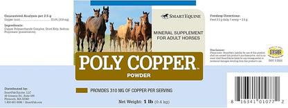Uckele by SmartEquine Poly Copper | Equine Horse Coat Supplements for Skin | Vitamins & Minerals Supplements for Horses Bones and Metabolism | 1 lb Jar