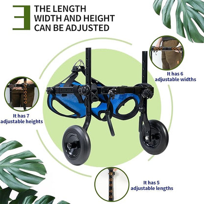Pet Wheelchair for Leg Support Helps Senior， Wheelchair for Back Legs，Adjustable Pet Cart，Assist a paralyzed pet get Back on its feet，Support Leg Brace and Hip(Small)