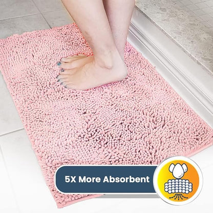 Muddy Mat® Shown on TV – Super Absorbent Door Mat Indoor, Microfiber Quick Dry Chenille Entryway Rug, Non-Slip Front Door Mat, Indoor Mats for Entryway, Machine Washable Pet Rug, Pink 36"x60"
