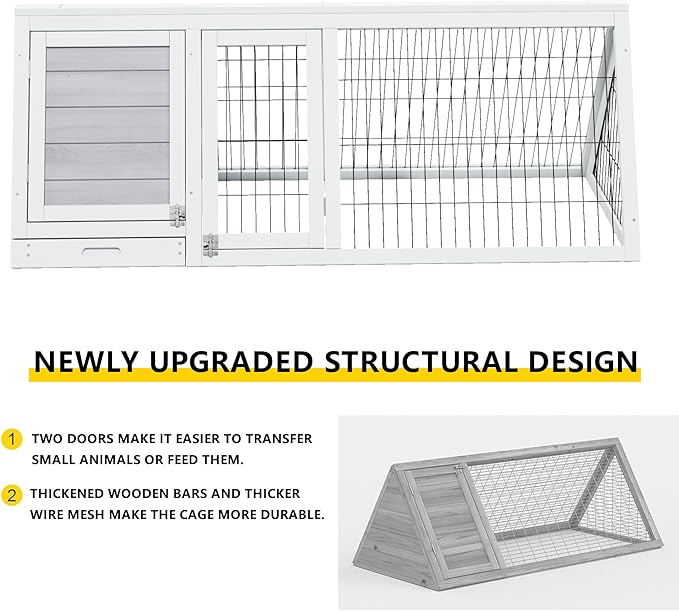 Chicken Coop Indoor Outdoor,Wooden Brooder Box,A-Frame Poultry Quail Cages Duck House with Ventilating Wire Rabbit Hutch for Small Animals (Grey)
