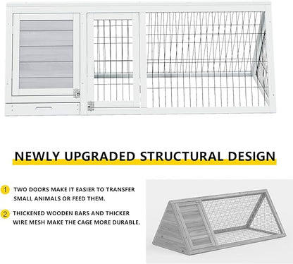 Chicken Coop Indoor Outdoor,Wooden Brooder Box,A-Frame Poultry Quail Cages Duck House with Ventilating Wire Rabbit Hutch for Small Animals (Grey)