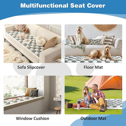 VClife Plaid Dog Car Bed Mat, Non-Slip Backseat Extender Pet Blanket, Washable Dog Bed Mat for SUVs, Sedans & Small Trucks, Portable Travel Pad for Dogs, Wear Resistant, Pet Friendly, Gray, 51"×23.6"