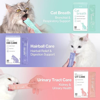 Dr.by Cat Breath Bronchial Supplements Cat Sneezing Treatment Asthma Cold Cough Nose Relief Respiratory&Immune Support with TF-343-30 lickable Formula Individually Packaged, Chicken (2 Packs (17OZ))
