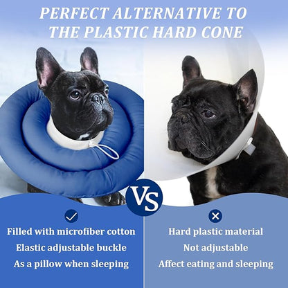 IDOMIK Dog Recovery Collar, Waterproof Soft Dog Cone After Surgery, Comfy Protective Elizabethan Collar Alternative for Dogs Cats, Adjustable Pet Neck Donut Cone Anti-Licking Biting Wounds,Navy,2XL