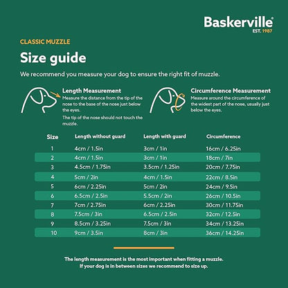 Baskerville Classic Basket Muzzle - Dog can Pant and Drink, Prevents Biting and Food Waste Scavenging, Strong TPR, Breathable Dog Training Muzzle for Long Nosed Medium to Large Dogs (Size 8)
