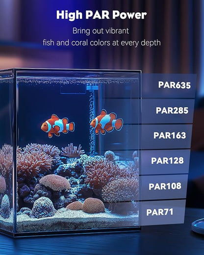 Pawfly 15 W Saltwater Aquarium Light Clip On LED Reef Light for Corals Dimmable LED Aquarium Light with Touch Control Marine Fish Tank Light with Adjustable Brightness Brilliant Blue White Red Lights