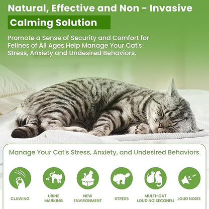 Calming Diffuser Kit for Cat, Cat Pheromone Calming Diffuser Starter Helps Ruduce Anxious, Anti-Stress & Comforts Cats (2 Diffuser + 6 Refills)