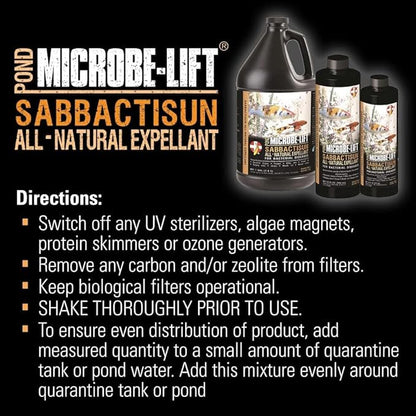 MICROBE-LIFT Sabbactisun Disease Treatment for Ponds and Outdoor Water Gardens, Disease Expellant for Pond Fish, 1 Gallon