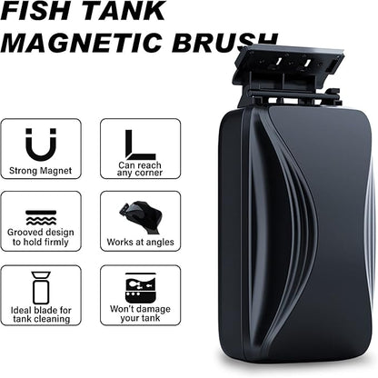 Aquarium Super Strong Magnetic Cleaner Glass Fish Tank Megnet Brush Algae with Scraper Floating Brush Small
