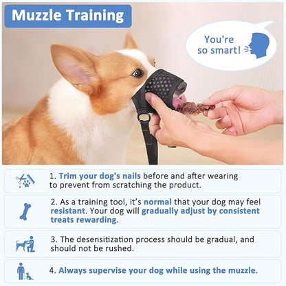 LUCKYPAW Soft Muzzle for Small Medium Sized Dogs, Dog Muzzle to Prevent Biting Chewing, Adjustable Breathable Mouth Guard for Grooming Walking Training(Blue, XS)